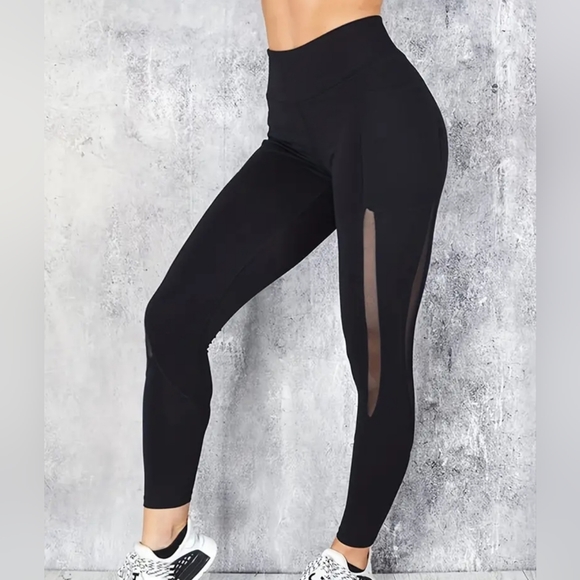 Lotus Leggings Pants - MESH HIGH RISE STRETCH LEGGINGS PLUS SIZE